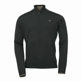 Hot Sale Today Laksen Norfolk 1/4 Zip Merino Mens Jumper - Olive