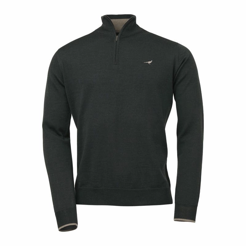 Hot Sale Frenzy Laksen Norfolk 1/4 Zip Merino Mens Jumper - Olive