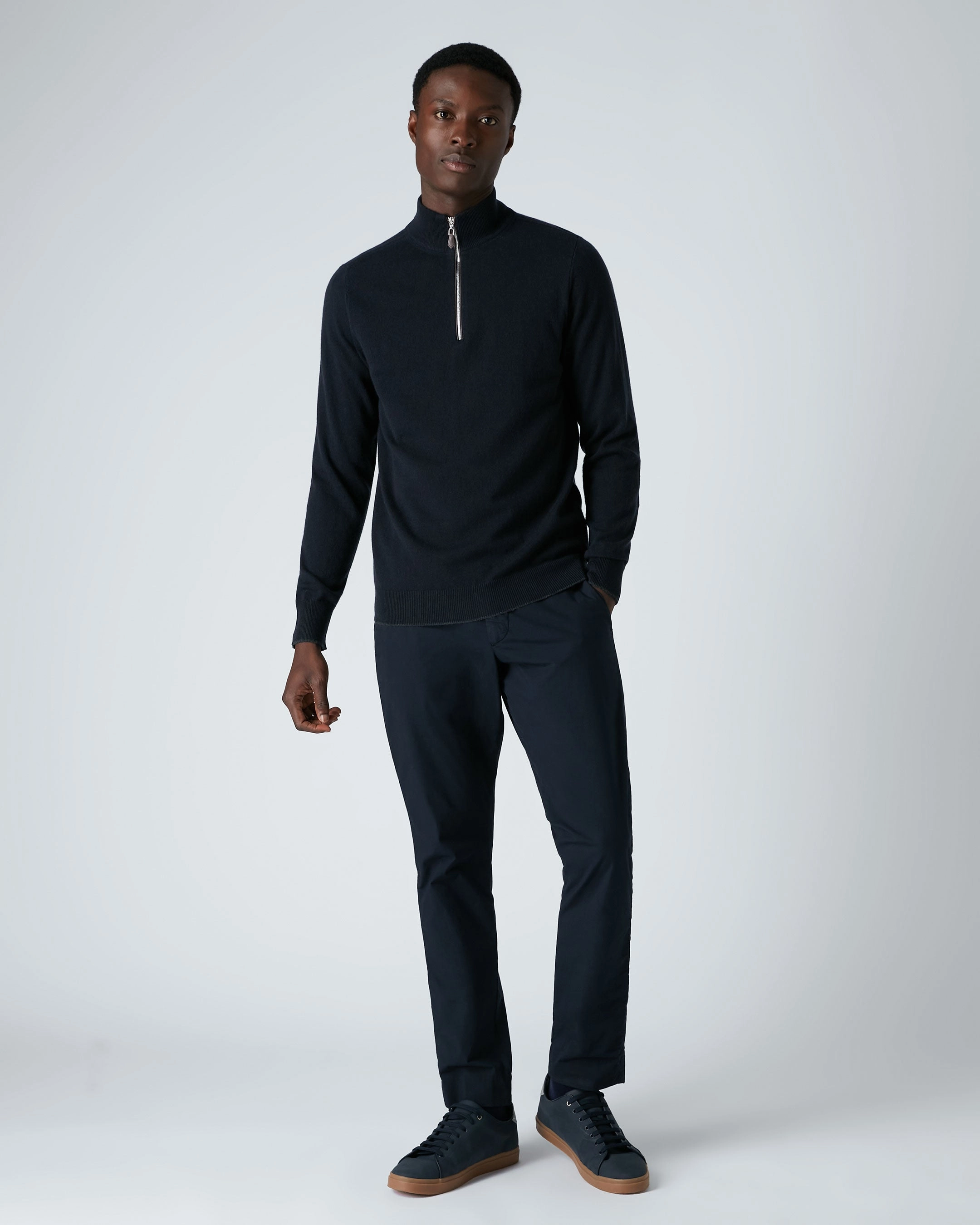 Sweet Deal Today Men'S Carnaby Half Zip Cashmere Jumper Navy Blue