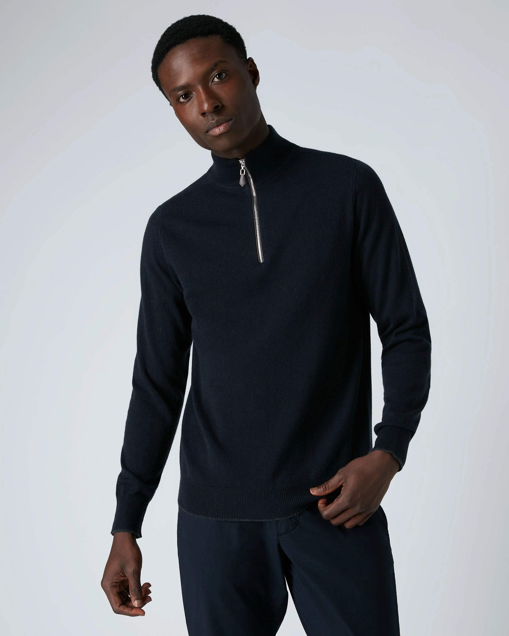 Hot Sale Frenzy Steal Todays Offer Men'S Carnaby Half Zip Cashmere Jumper Navy Blue