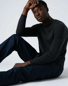 Men'S Covent Fine Gauge Cashmere Round Neck Jumper Dark Charcoal Grey Clearance Alert Now