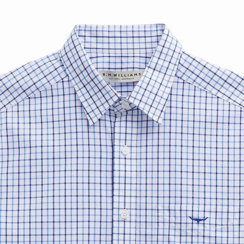 R.M.Williams Collins Mens Shirt - Pale Blue/White/Navy Surprise Discount Today Deal Frenzy Today