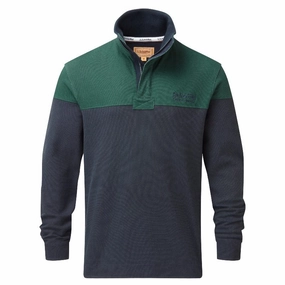 Schoffel Helford Heritage Mens Sweatshirt - Navy/Pine Green Mega Discount Today Unmissable Deal Today