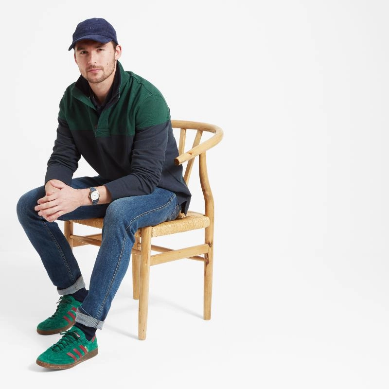 Schoffel Helford Heritage Mens Sweatshirt - Navy/Pine Green Price Drop Frenzy Exclusive Online Discount