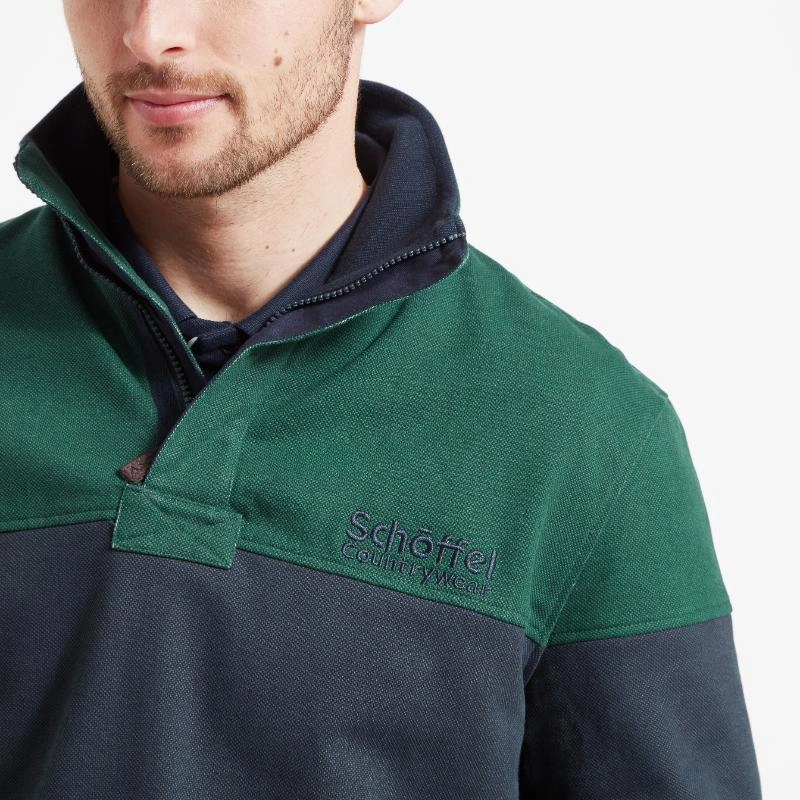 Special Price Today Shop the Best Deals Schoffel Helford Heritage Mens Sweatshirt - Navy/Pine Green