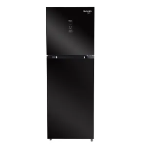 Unionair Top Mount Refrigerator, Two doorNo frost, 370Lit, Black Glass with Silver