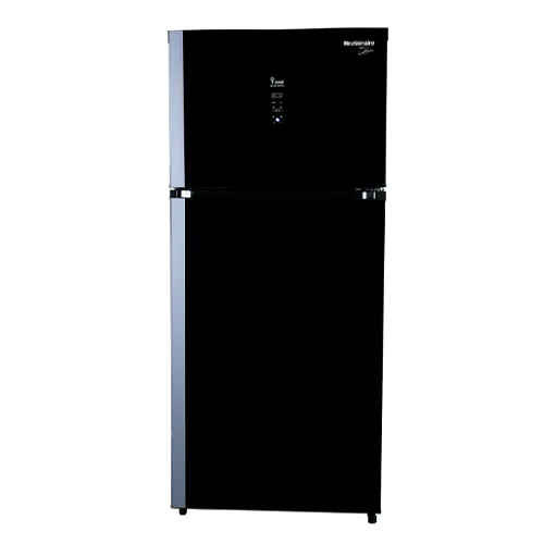 Unionair Top Mount Refrigerator, Two doorNo frost, 440Lit, Black Glass with Silver