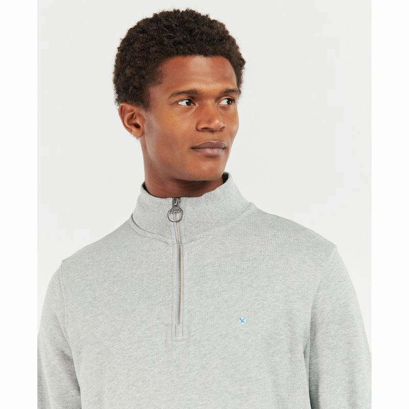 Barbour Rothley Half Zip Mens Jumper - Grey Marl Online Exclusive Offer