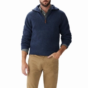 R.M.Williams Kapunda Mens Lambswool 1/4 Zip Sweater - Dark Indigo Dont Miss This Deal Hot Pick Deal