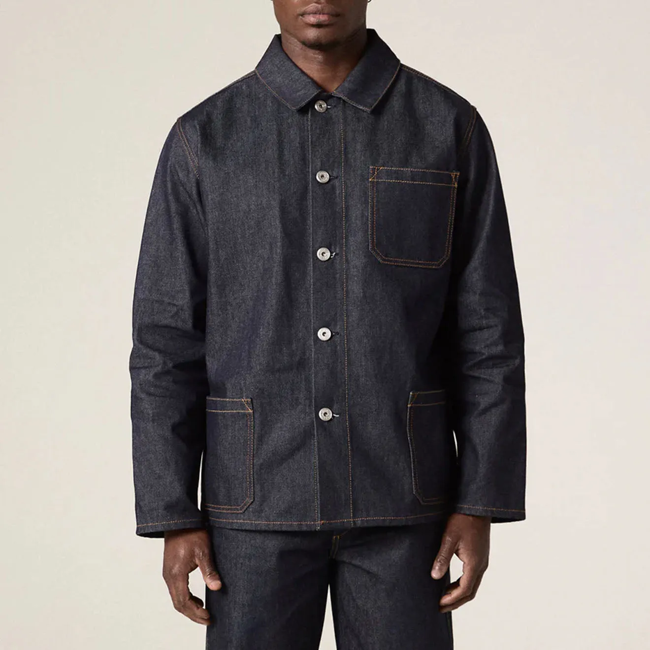 Uskees Denim Buttoned Overshirt Raw Orta Denim Limited Time Offer Special Deals Online