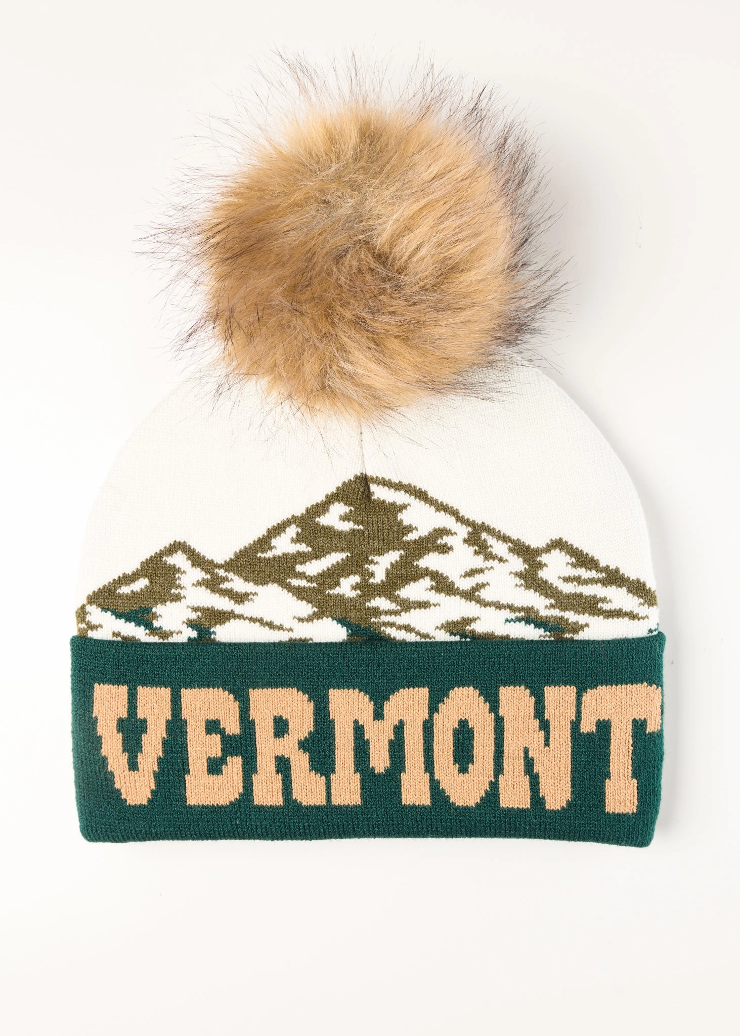 Weekend Specials Vermont Cuffed Faux Fur Pom Beanie