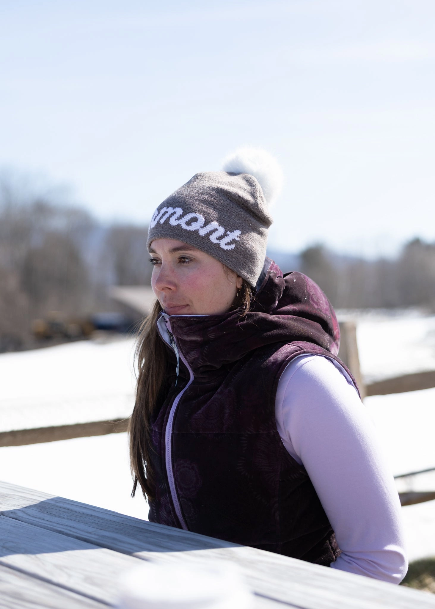 Vermont Cursive Midi Faux Fur Pom Beanie MustHave Deals Hot Savings Alert