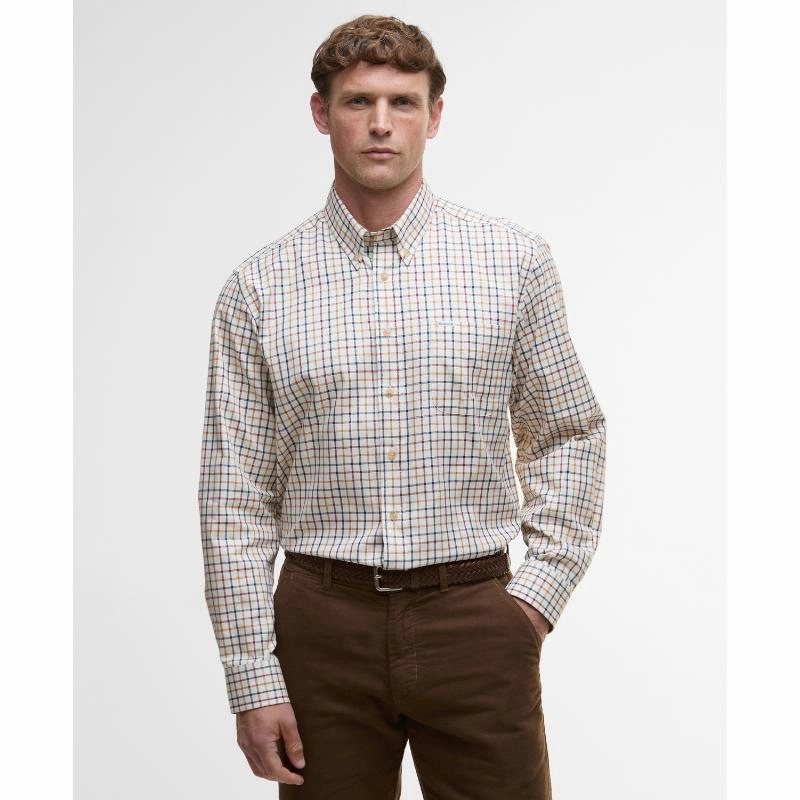 Barbour Sporting Tattersall Regular Mens Shirt - Copper Flash Offer Today
