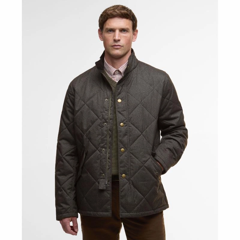 Barbour Winter Shoveler Mens Quilted Jacket - Dark Olive Limited Time Discount Big Clearance Event