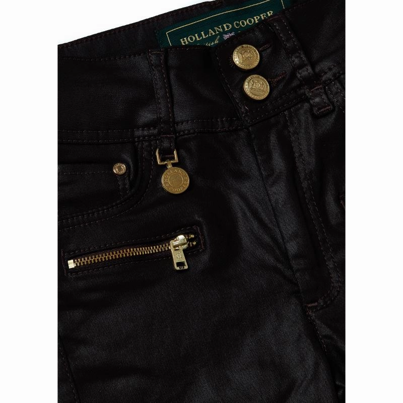 Holland Cooper Ladies Coated Jodhpur Jean - Black Mega Savings Now