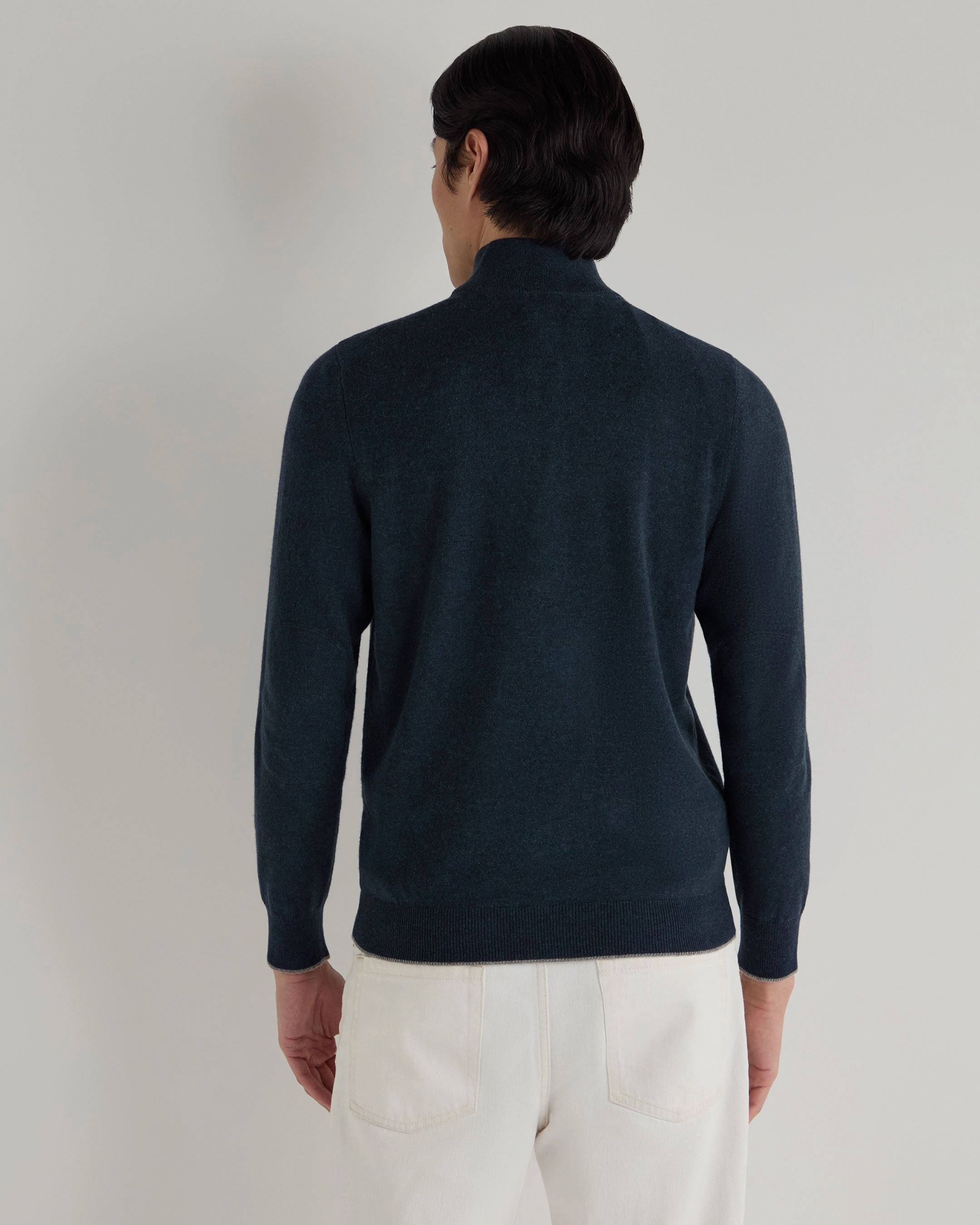 Men'S Carnaby Half Zip Cashmere Jumper Indigo Blue Surprise Offer Now Clearance Sale