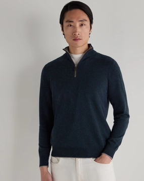 Men'S Carnaby Half Zip Cashmere Jumper Indigo Blue EndofWeek Deals Dont Miss This Steal