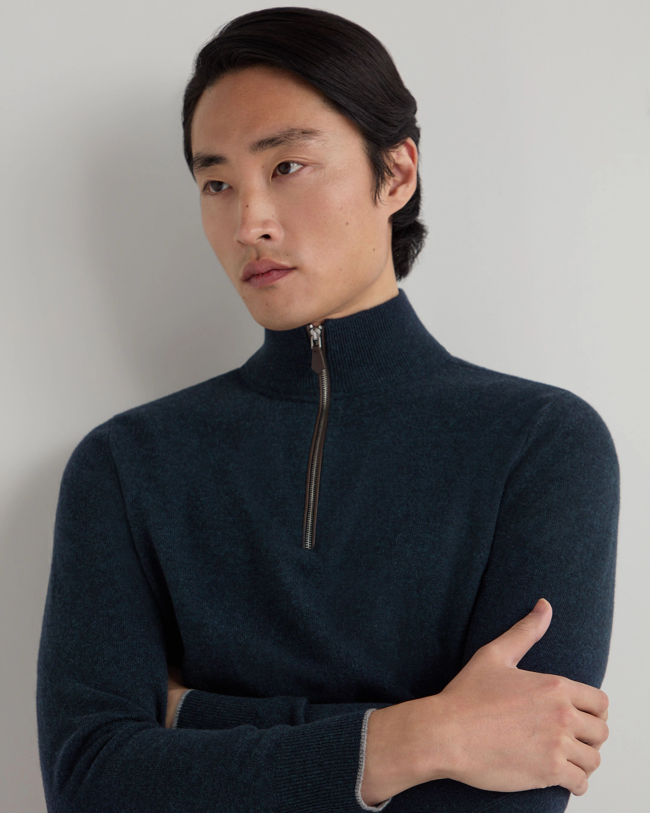Shop Today Save Men'S Carnaby Half Zip Cashmere Jumper Indigo Blue
