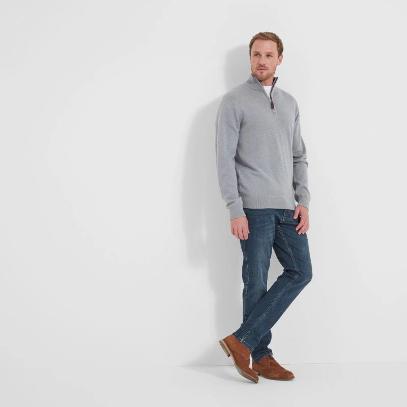 Schoffel Cotton Cashmere 1/4 Zip Mens Jumper - Grey Big Savings Today Todays Mega Savings