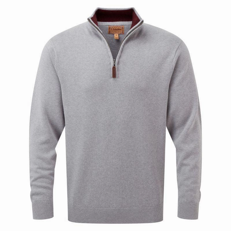 Online Exclusive Deal Clearance Savings Now Schoffel Cotton Cashmere 1/4 Zip Mens Jumper - Grey