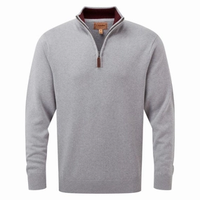 Online Exclusive Deal Clearance Savings Now Schoffel Cotton Cashmere 1/4 Zip Mens Jumper - Grey