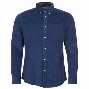 Last Chance Offer Instant Savings Deal Barbour Ramsey Corduroy Mens Tailored Shirt - Dark Denim