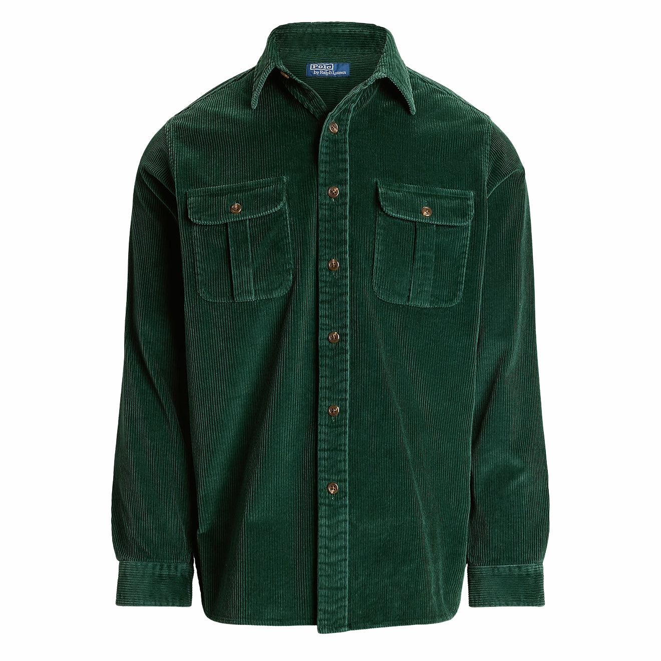Polo Ralph Lauren Classic Fit Suede-Patch Corduroy Shirt Moss Agate Shop Smart Deals