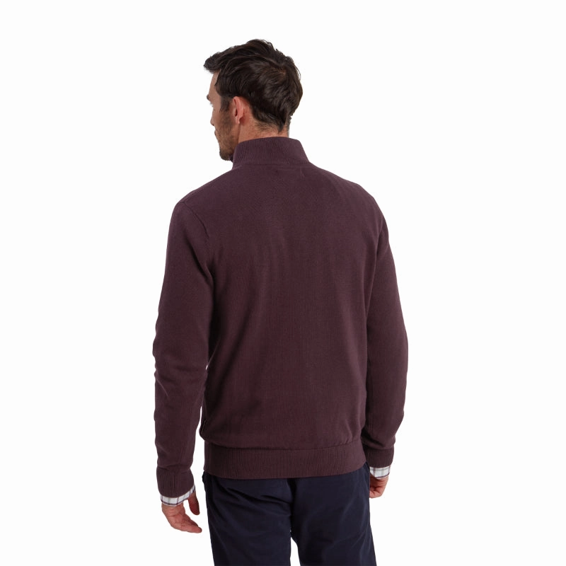 Schoffel Calton Cotton Cashmere 1/4 Zip Mens Jumper - Wine Hot Sale Alert Grab It Before Gone