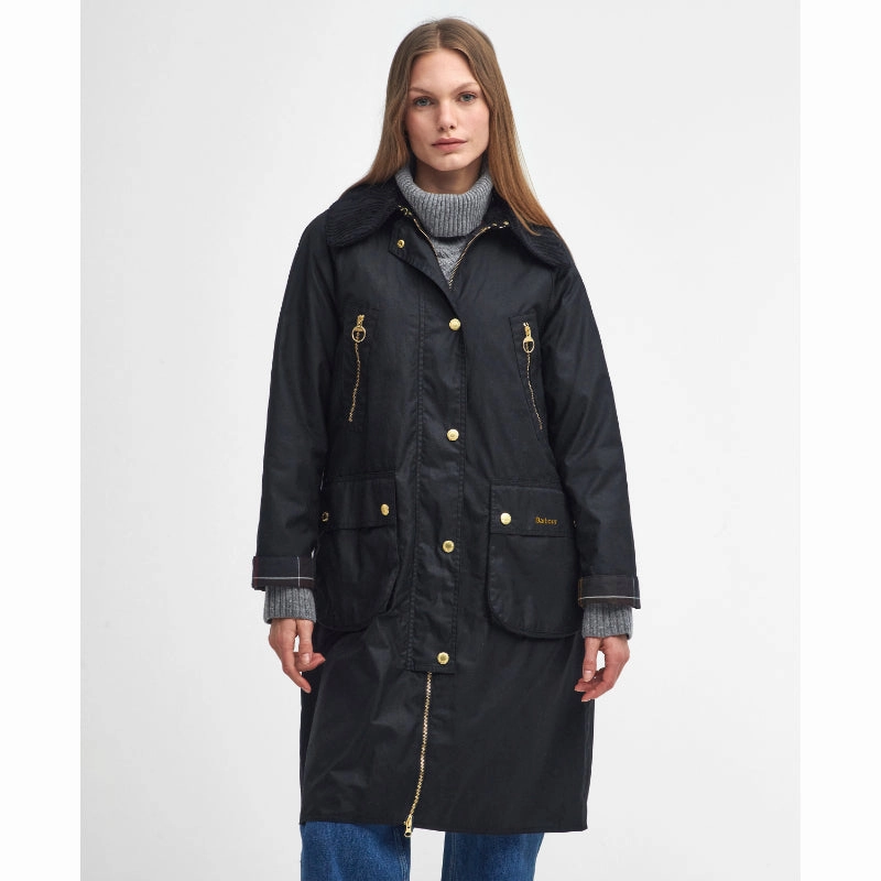 Barbour Ebberston Wax Ladies Jacket - Black/Classic Grab Your Deal Today Todays Best Deal