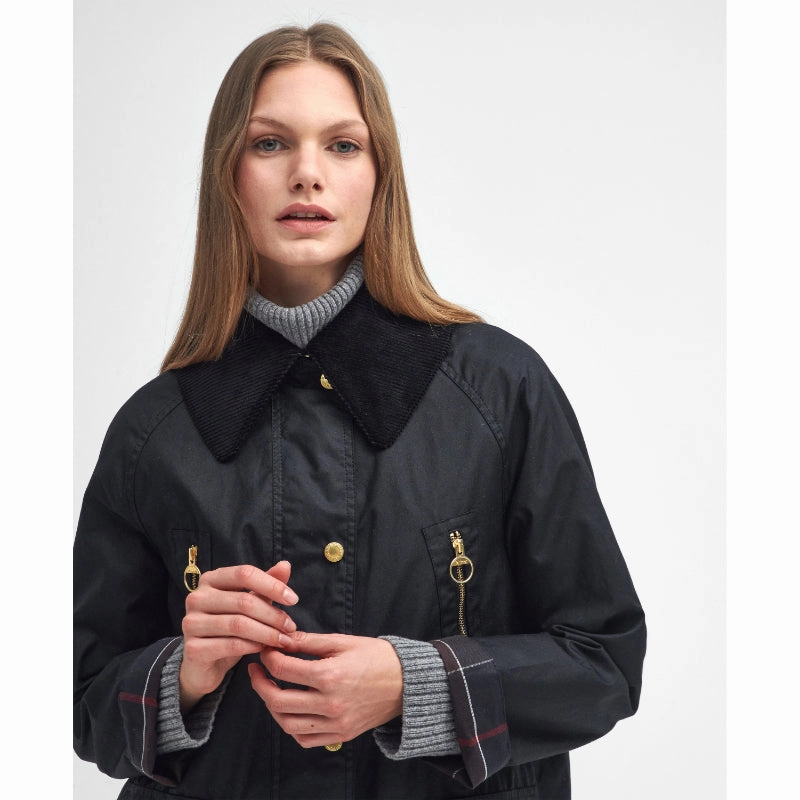 Shop Grab Savings Weekend Specials Barbour Ebberston Wax Ladies Jacket - Black/Classic