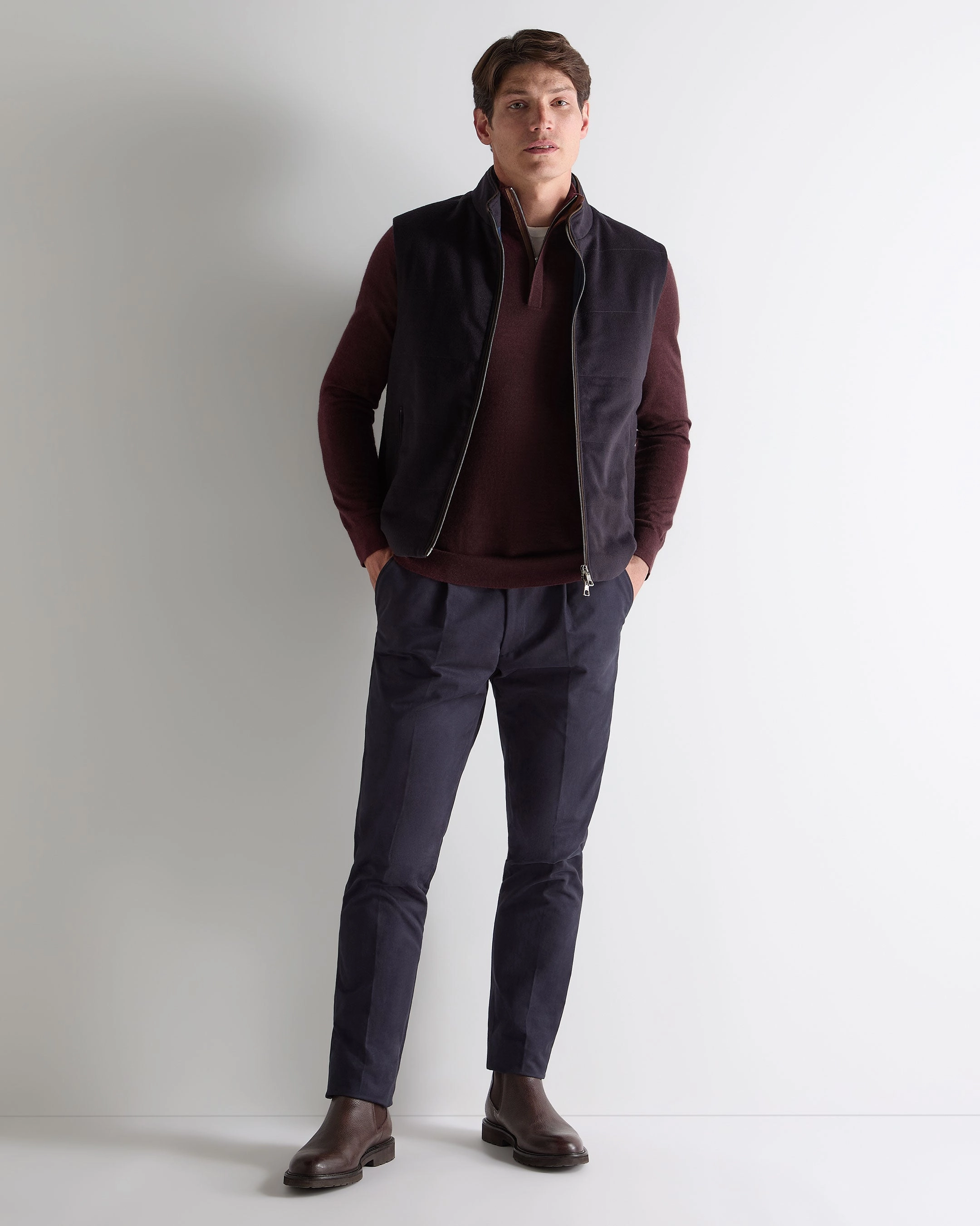 Instant Savings Deal Men'S Regent Fine Gauge Cashmere Half Zip Jumper Claret Red