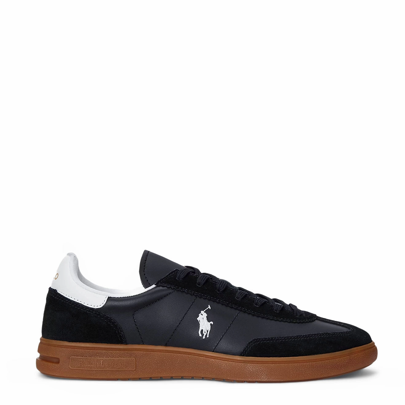 Polo Ralph Lauren Bedford Leather-Suede Trainer Black / White Hot Offer Inside