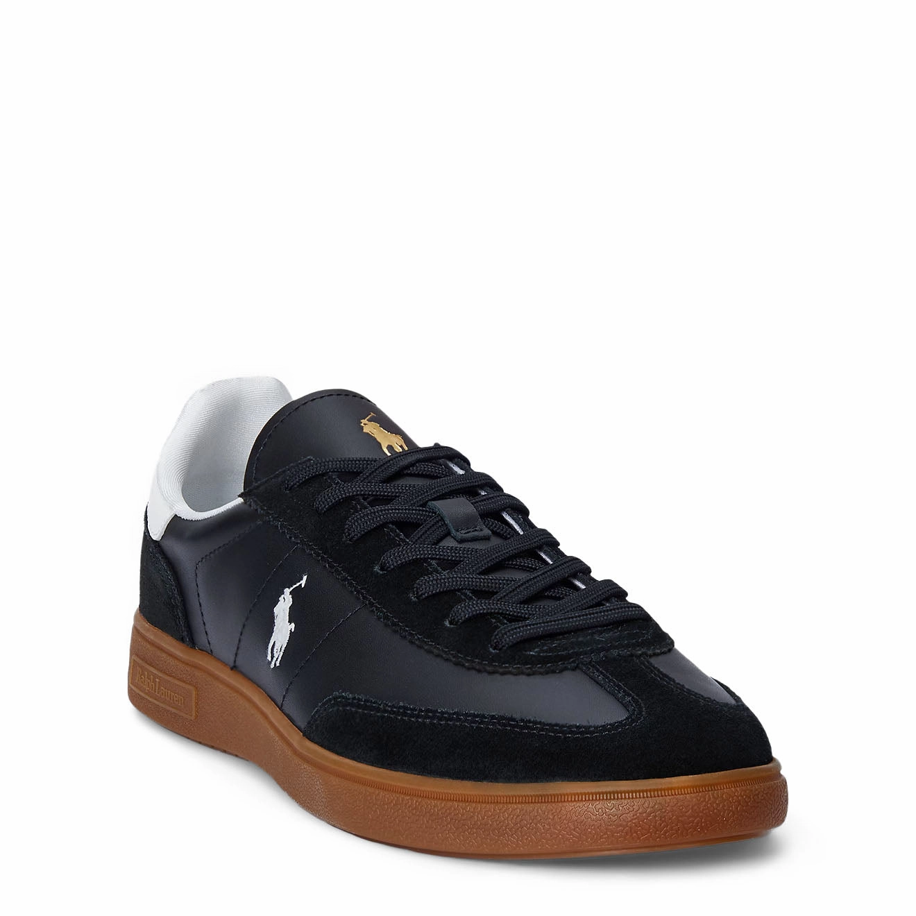 Polo Ralph Lauren Bedford Leather-Suede Trainer Black / White Save Today Only