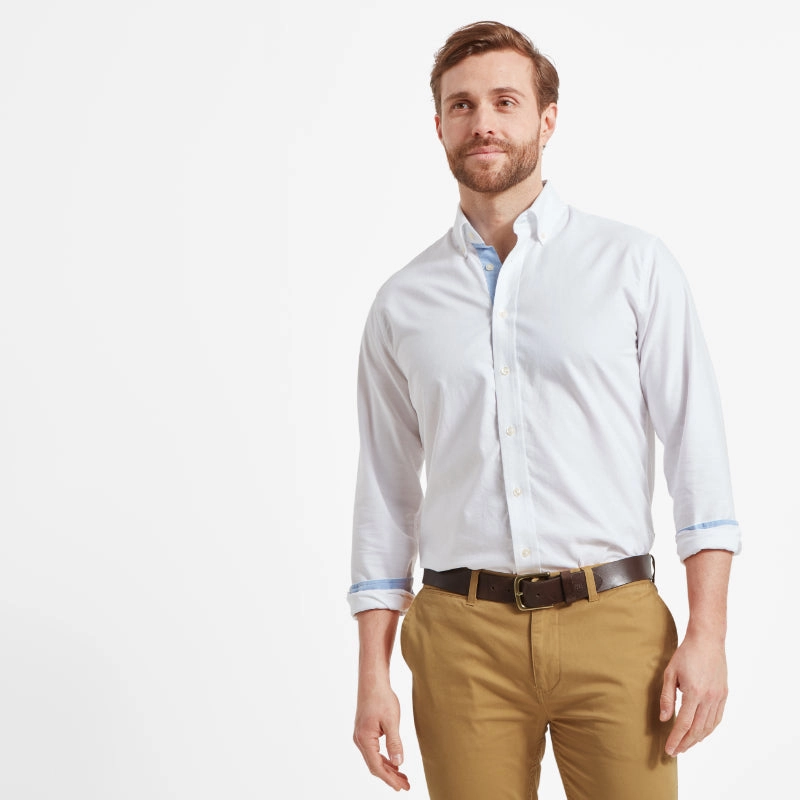 MustShop Sale Schoffel Holt Soft Oxford Tailored Fit Mens Shirt  - White