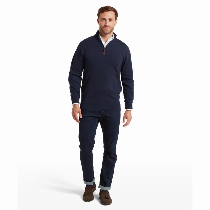 Today Only Steal Hot Sale Alert Schoffel Jura Mens 1/4 Zip Merino Jumper - Navy