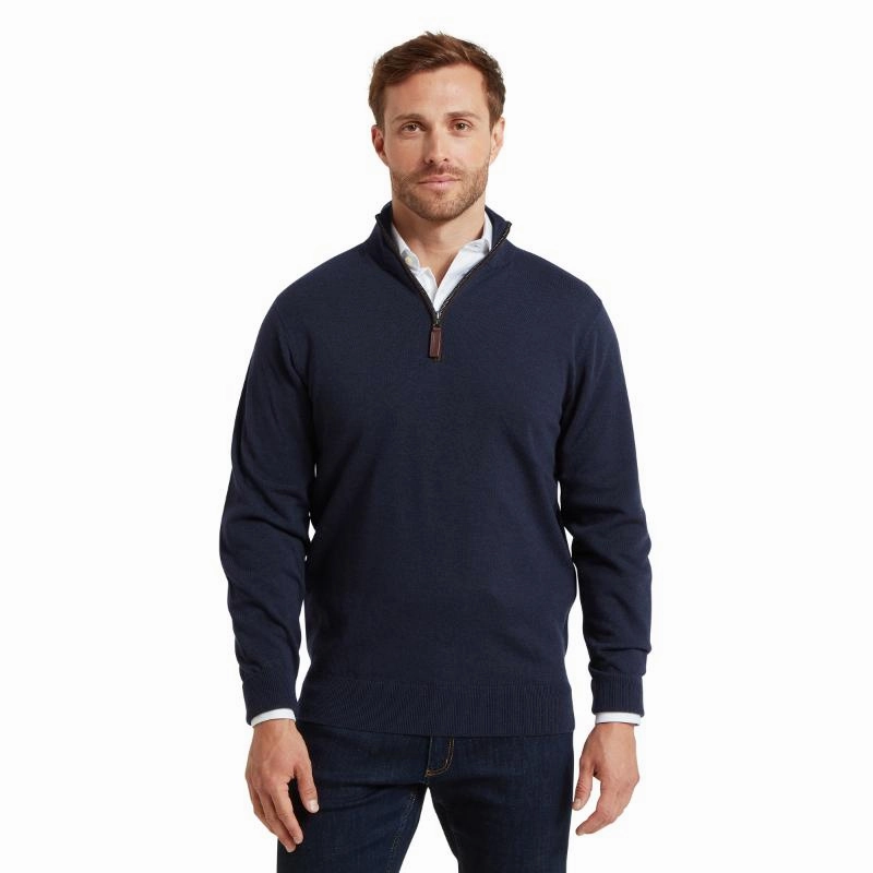 Schoffel Jura Mens 1/4 Zip Merino Jumper - Navy Dont Miss Out