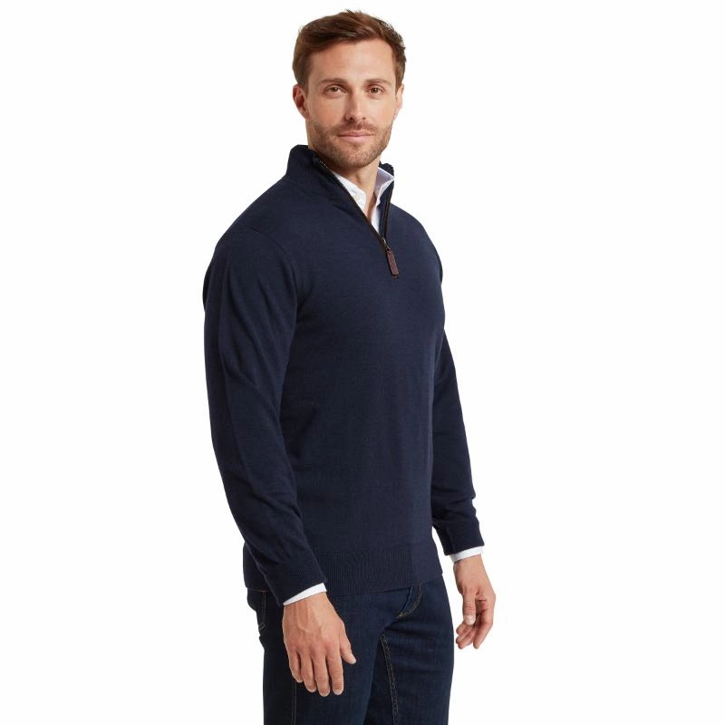 EndofWeek Deals Hot Offer Inside Schoffel Jura Mens 1/4 Zip Merino Jumper - Navy