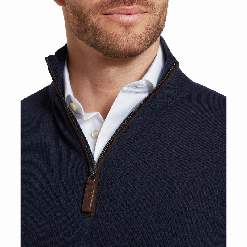 Dont Miss This Deal Sale Ending Soon Schoffel Jura Mens 1/4 Zip Merino Jumper - Navy