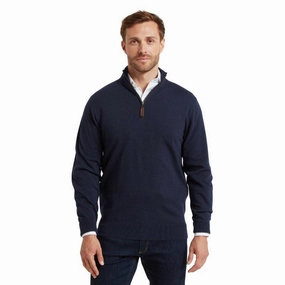 Schoffel Jura Mens 1/4 Zip Merino Jumper - Navy Dont Miss Out