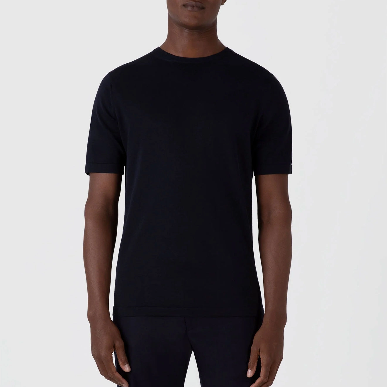 Todays Special Picks Grab It Before Gone Sunspel Sea Island Crew S/S Knitwear Light Navy