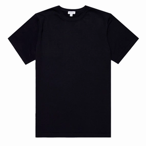 Sunspel Sea Island Crew S/S Knitwear Light Navy Shop Todays Picks