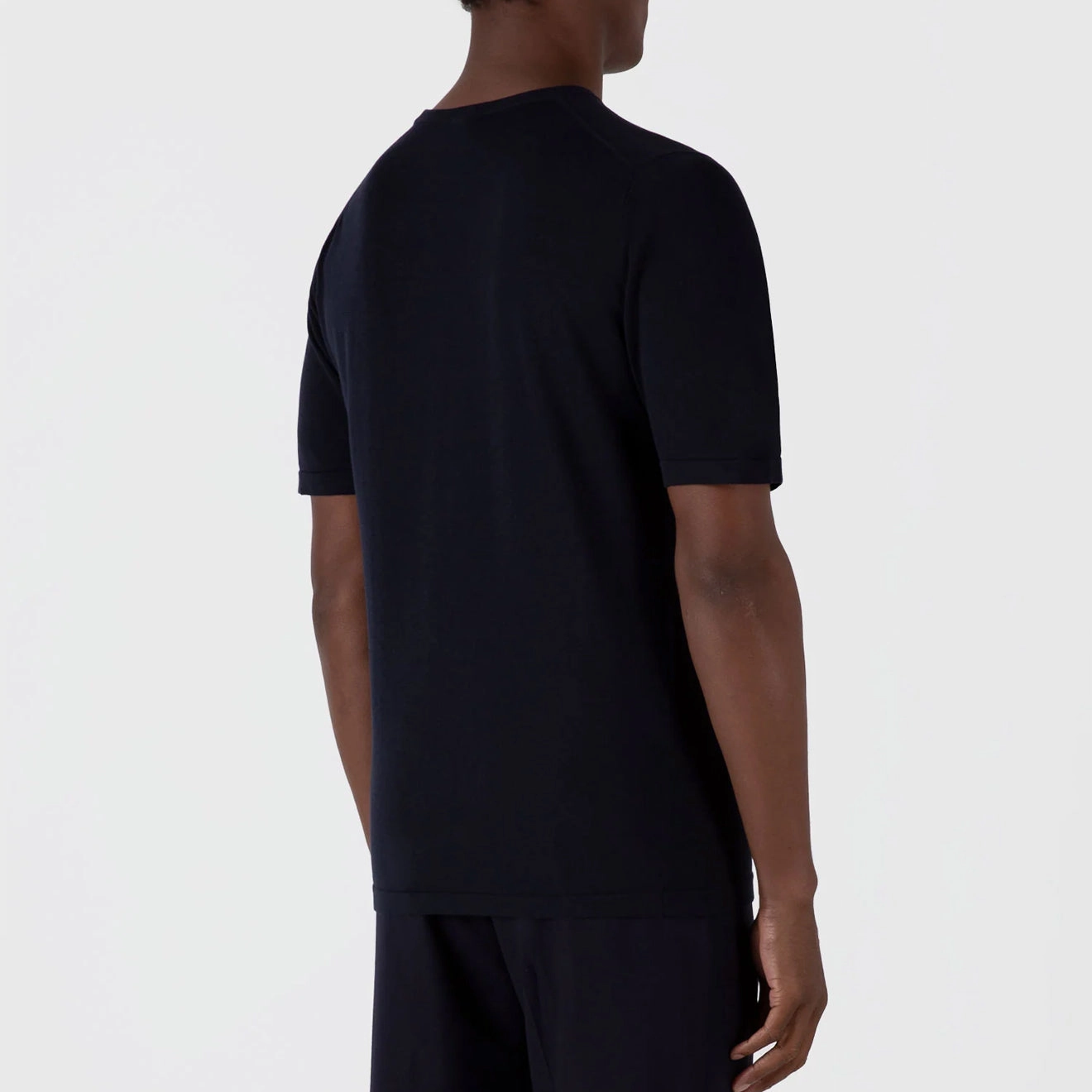 Sunspel Sea Island Crew S/S Knitwear Light Navy Mega Discount Today Weekend Sale Special