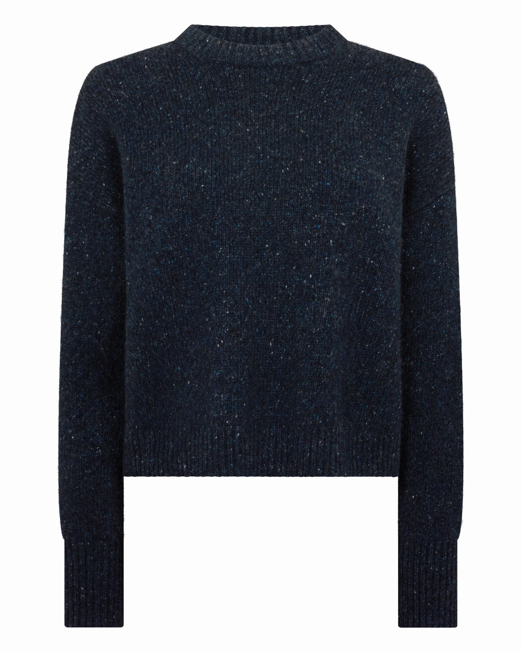 Hot Offer Ending Soon Women'S Cropped Marl Cashmere Jumper Atlantic Blue Melange