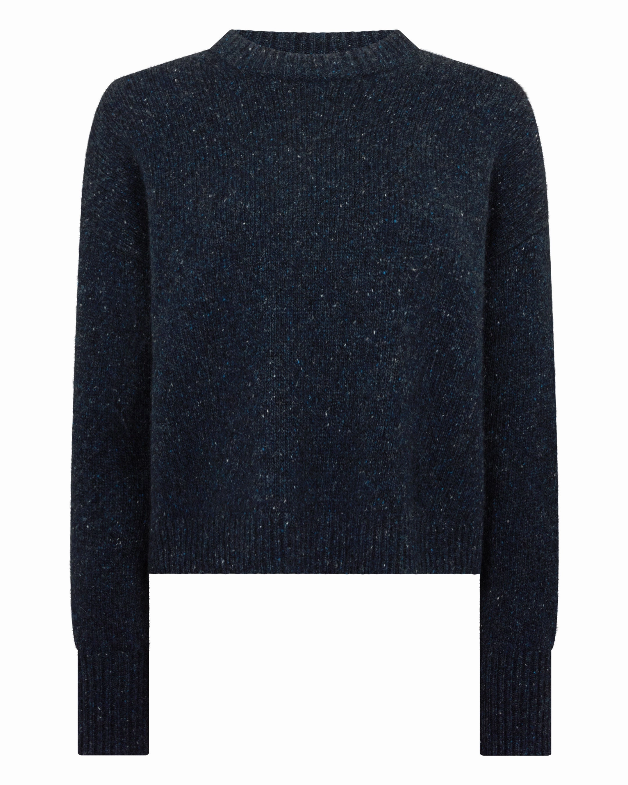 Trending Hot Deal Women'S Cropped Marl Cashmere Jumper Atlantic Blue Melange
