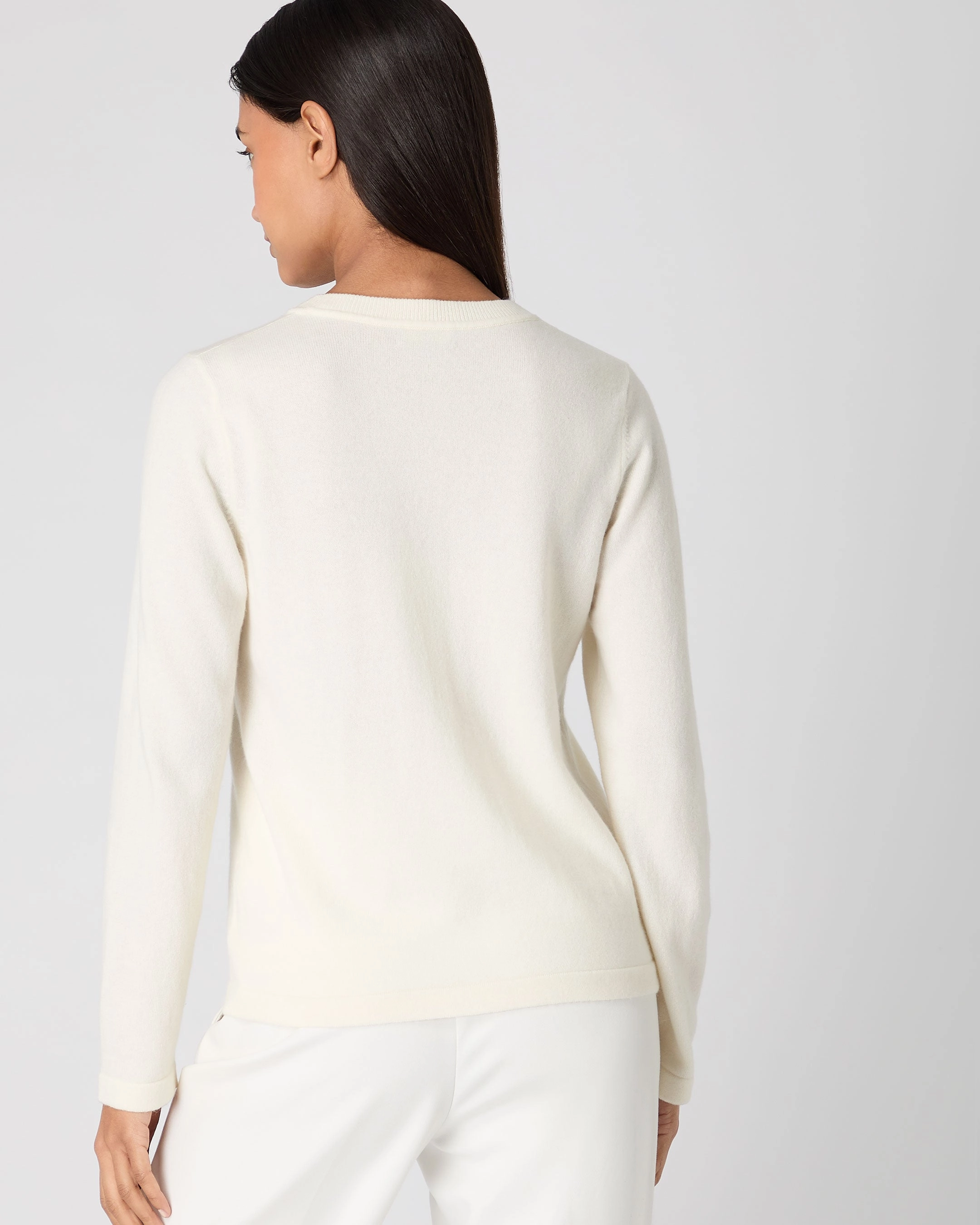 MustShop Sale Today Only Hot Sale Women'S Hallie Round Neck Cashmere Jumper New Ivory White