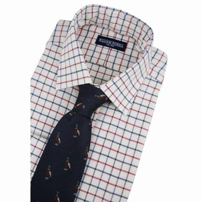 Price Drop Frenzy William Powell Country Check Regular Fit Mens Shirt - Navy/Burgundy