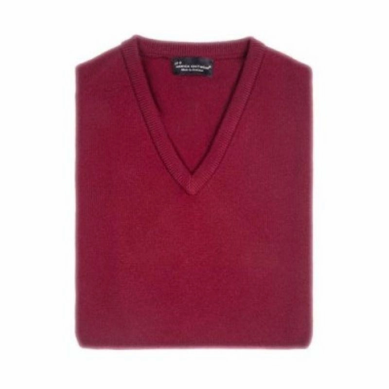 William Powell Lambswool Sleeveless V Neck Slipover - Bordeaux MustHave Clearance Special Savings Today