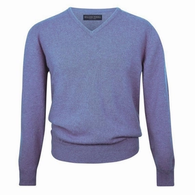 William Powell Leven Mens Lambswool V Neck Jumper - Clyde Weekend Sale Special