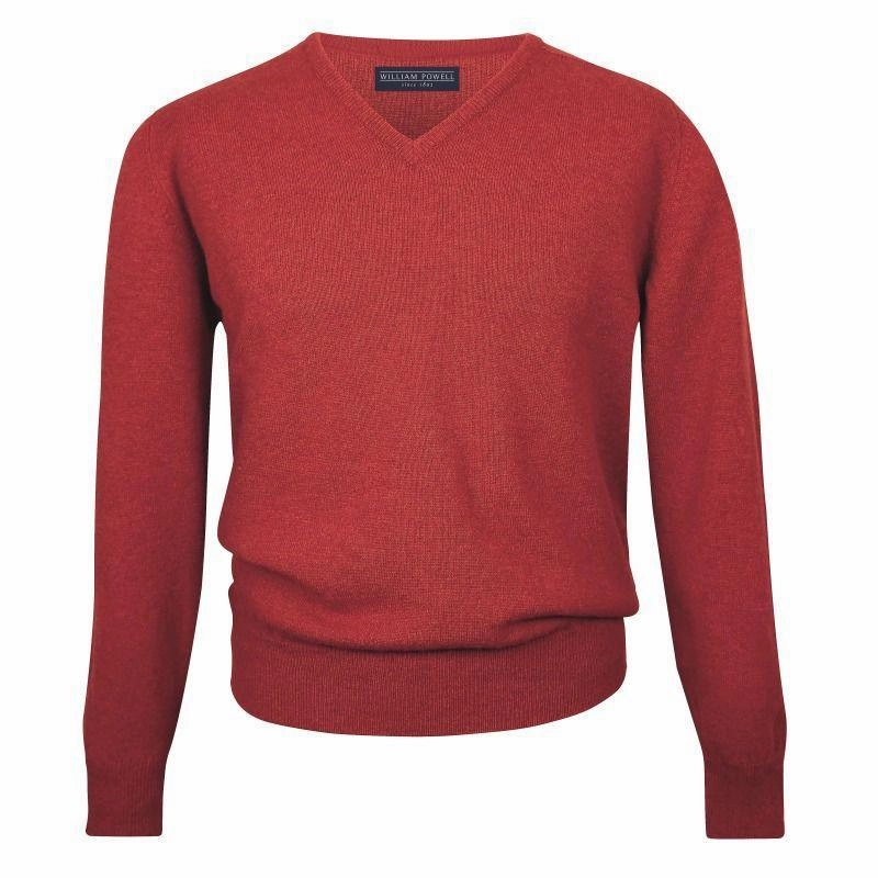Steal the Deal Now William Powell Leven Mens Lambswool V Neck Jumper - Poppy Melange