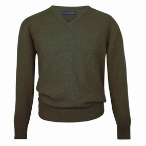 Hot Offer Ending Soon William Powell Leven Mens Lambswool V Neck Jumper - Rosemary